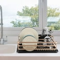 thumbnail image 4 of Aluminum Dish Drying Rack, Compact Dish Rack with Cutlery Holder, Removable Drainer Tray, Rose Gold, 4 of 6