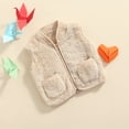 thumbnail image 3 of Kmbangi Sleeveless Plush Vest, Solid Color V-neck Outerwear with Pockets, 3 of 9