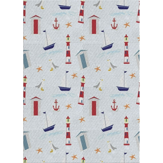 Ahgly Company Machine Washable Indoor Rectangle Transitional Water Blue Area Rugs, 8' x 10'