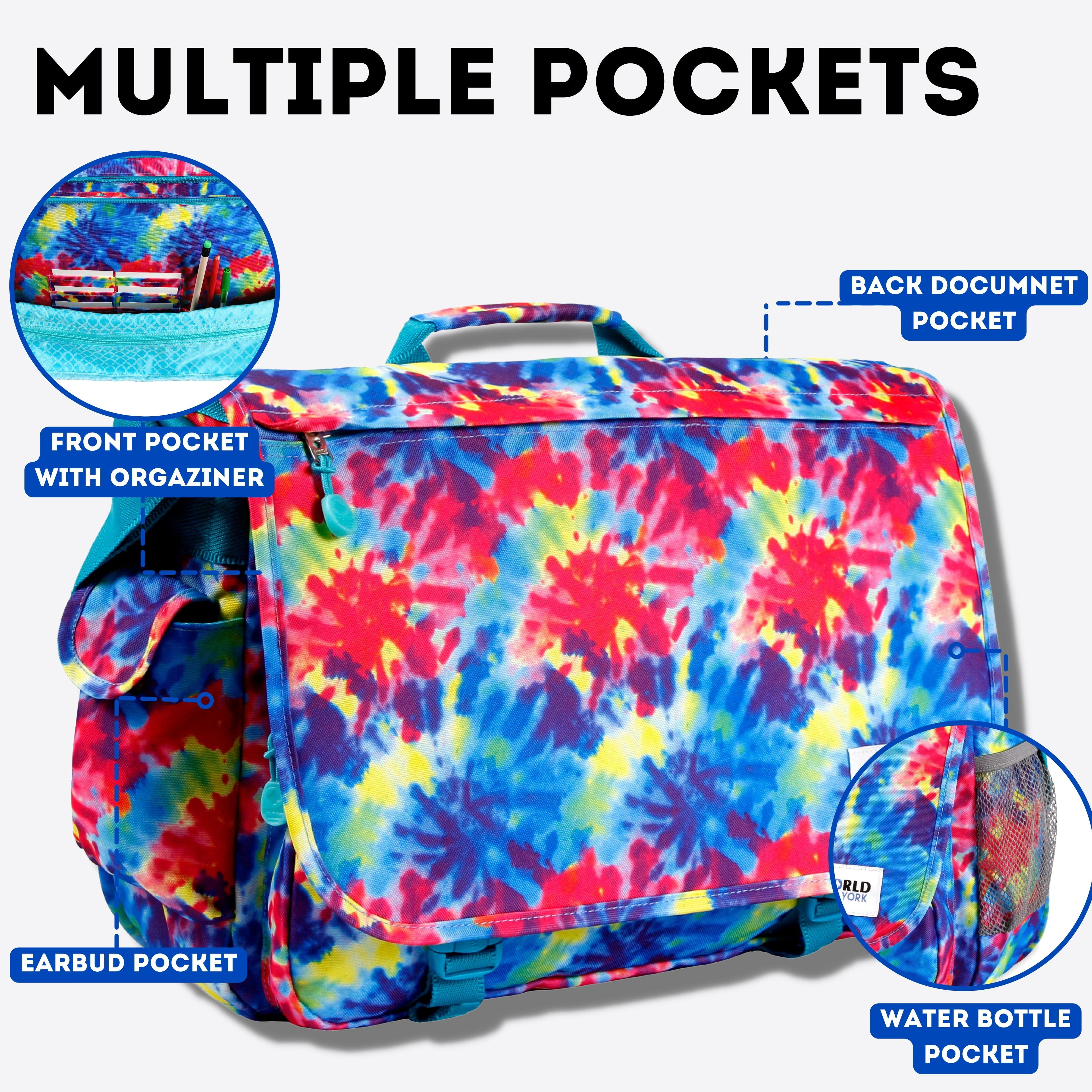 J World Unisex Thomas 16" Messenger Bag With Laptop Sleeve For School And Travel, Tie Dye