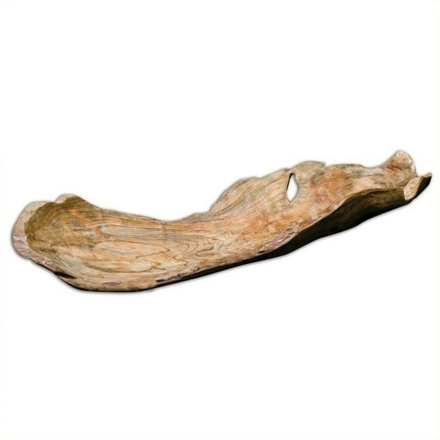 Uttermost Teak Coastal Style Teak Wood Leaf Bowl in Brown Finish