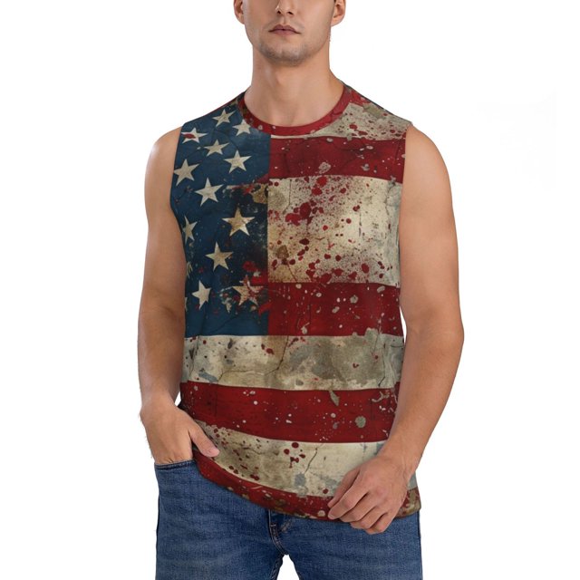 Balery American Flag1 Camisetas sin mangas para hombre, absorbe la humedad y protege contra el mal olor.-XX-Large