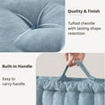 thumbnail image 2 of Regency Heights Large Tufted Floor Pillow for Seating, Square Meditation Cushion with Handle, Chenille Sitting Pillows Floor Cushion for Yoga Living Room Balcony Office Outdoor, 24" x 24" Aqua, 2 of 9
