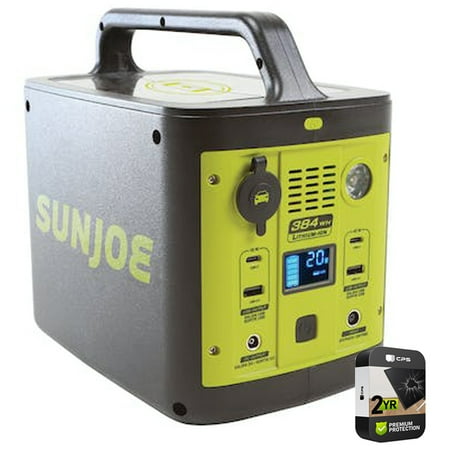 

Sun Joe PPG400 384Wh 6-Amp Portable Power Generator with Outlets and USB Ports Bundle with 2 YR CPS Enhanced Protection Pack