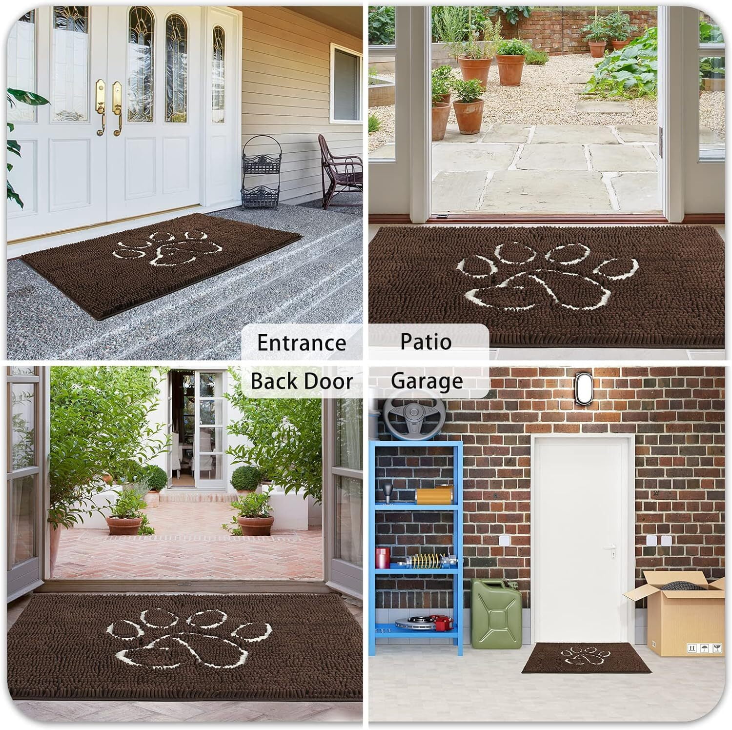 HOMEIDEAS Absorbent Chenille Door Mat Indoor, 24“x36”, Dirt Trapper Machine  Washable Non Slip Throw Rugs for Entryway, Entrance, Mud Room, Thick