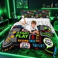 thumbnail image 3 of meiyoeat Retro Game Controller Full Size Comforter Sets, Pixel Text Bedding Sets for Boys Gamers, Multi-Color, Gamepad Reversible 3 Pieces, 1 Comforter and 2 Pillowcases, 3 of 6