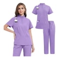 thumbnail image 3 of Medical Nursing Uniforms Set Nurse Uniforms Set Mao-neck Zipper Shirt Unisex, 3 of 10