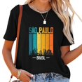 thumbnail image 1 of Playera para Mujer Sao Paulo Brasil Retro Vintage Atardecer Skyline Negro 2XL, 1 of 5