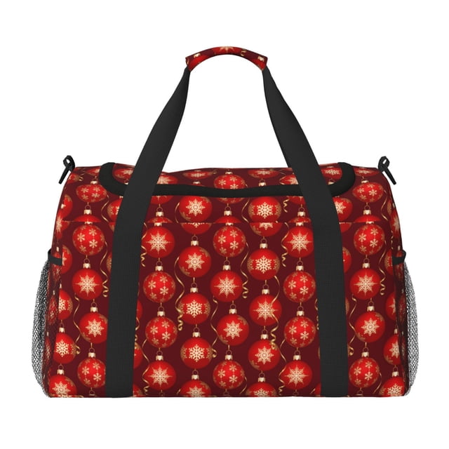 Disketp Christmas Red Balls Bolsa de Viaje Tipo Duffle, Bolso de Mano para Fin de Semana para Mujer, Bolsa de Gimnasio Ligera para Hombre, Esencial para Viajes