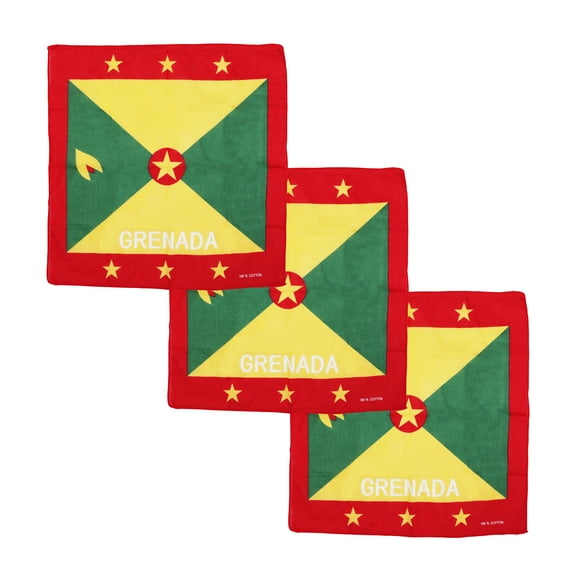 Motique Accessories Set of 3 Large Cotton Bandanas -Red Yellow Green Grenada