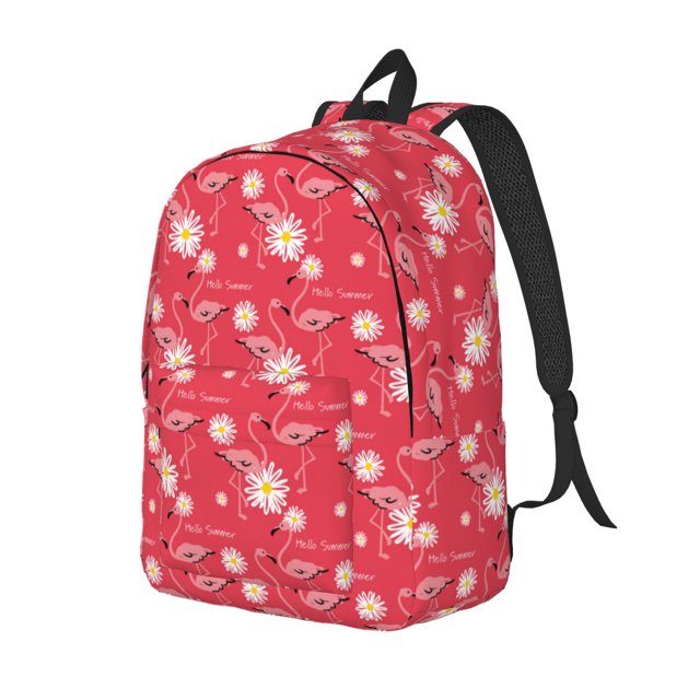 Fotbe Hello Summer Flamingo Mochila de Lona con Estampado, Mochila Duradera, Mochila Versátil de Alta Calidad, Mochila Compacta Vintage-Small