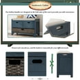 thumbnail image 4 of Narrow Storage Bench, Solid Wood Entryway Bench with Removable Basket and 2 Drawers, Classic Accent Shoe Bench with Removable Cushion for Hallway Dining/Living Room, Fully Assembled, Navy, 4 of 7