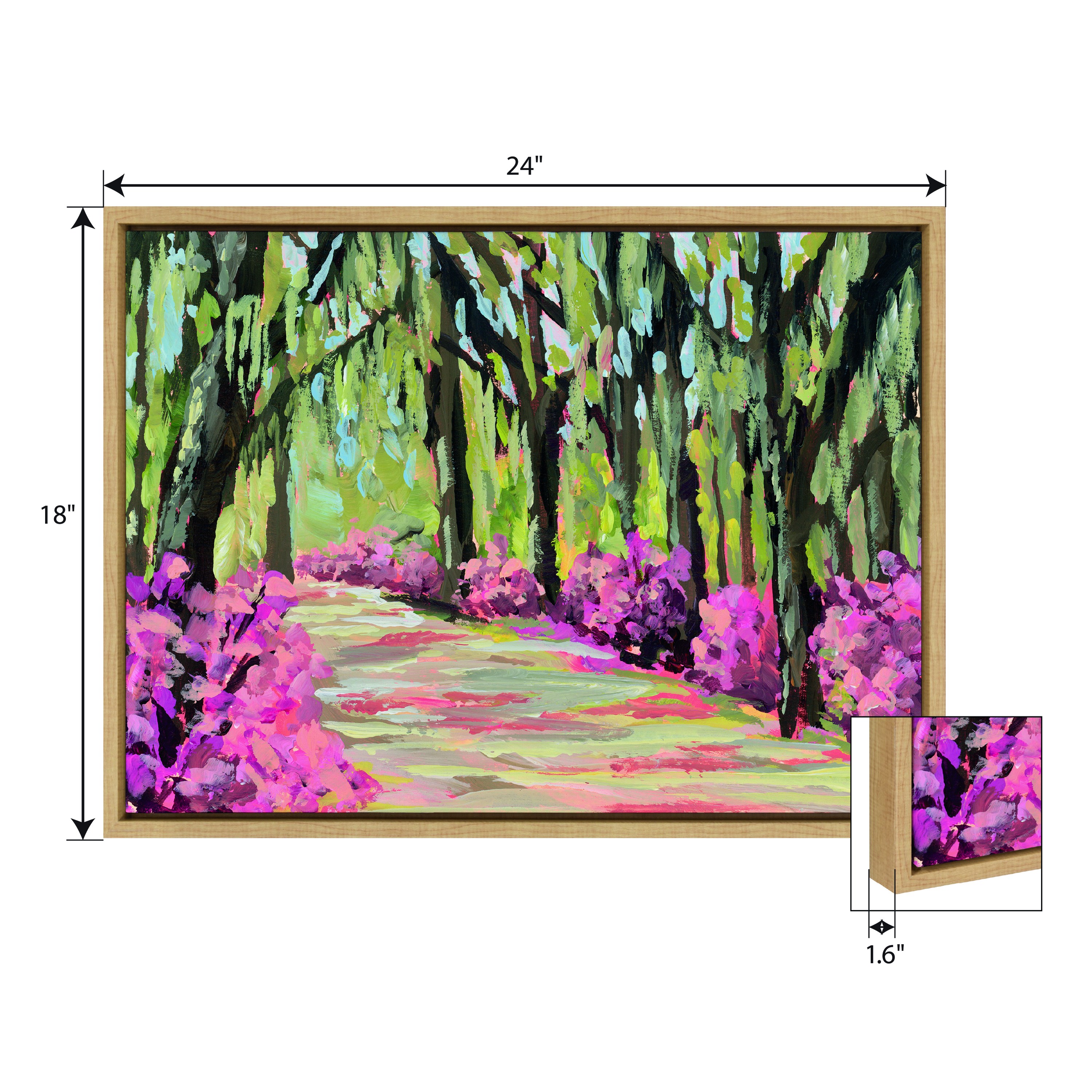 Woven Paths Sylvie Savannah Framed Canvas Wall Art by Emily Kenney, 18x24 Natural, Painterly Nature Landscape Art