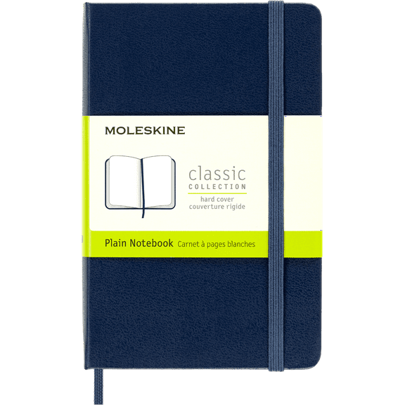 Moleskine Classic Notebook, Plain, Hard Cover, Pocket (3.5" x 5.5"), Sapphire Blue