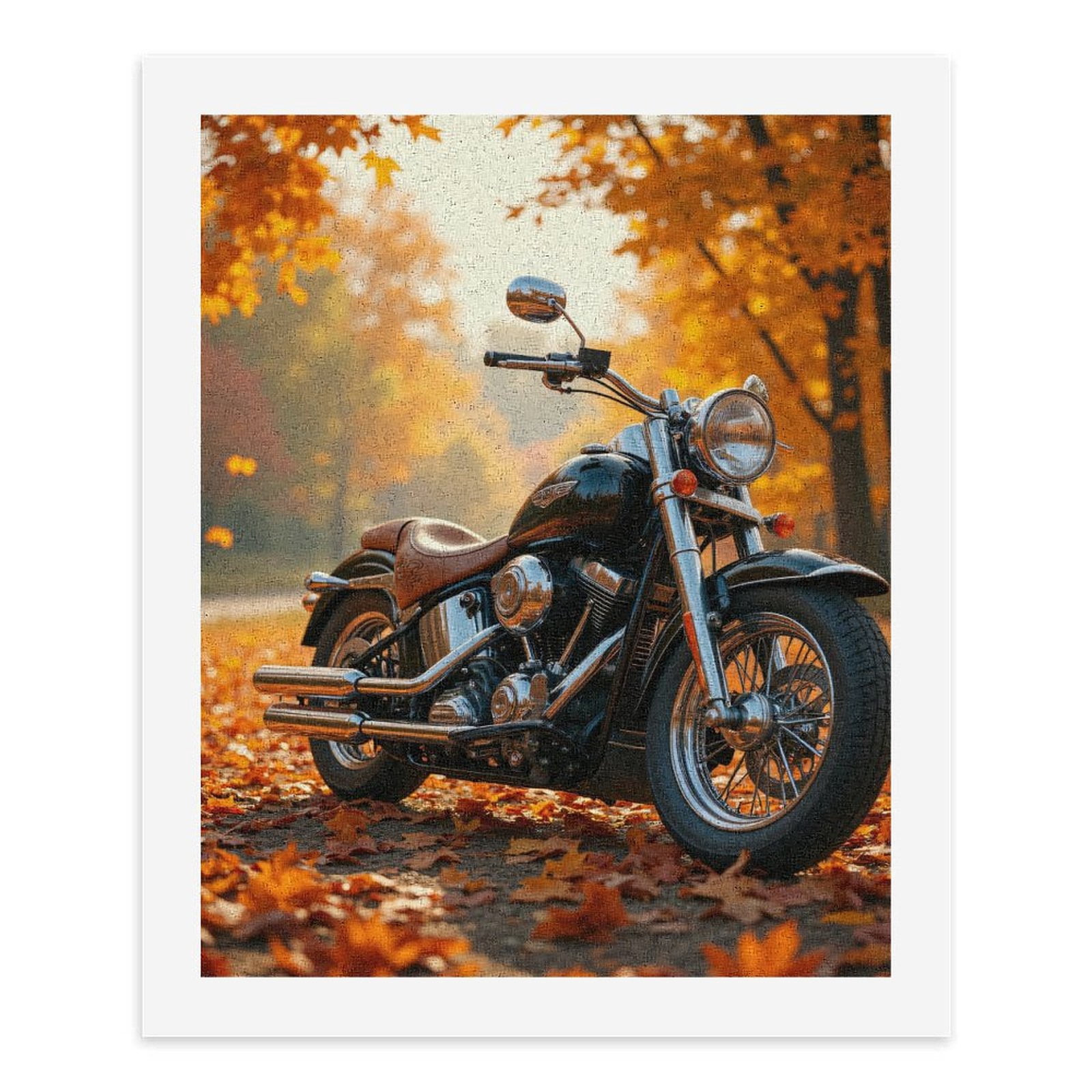 Paint by Numbers Kit for Adults, Motorcycle Autumn Leaves Road Paint by Numbers, Easy Paint by Numbers Kit for Adults Beginner, DIY Adult Paint by Number Kits on Canvas, Home Decor