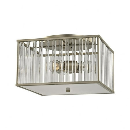 

Three Light Semi-Flush Mount Aged Silver Finish with Oval Rod Glass Bailey Street Home 2499-Bel-2512318