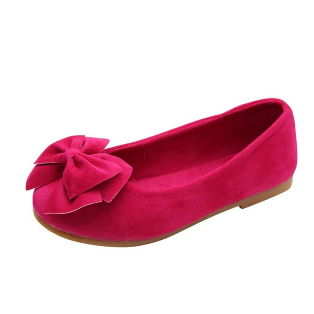 Chaussures de Robe pour Tout-Petites Filles, Chaussures de Princesse Antidérapantes pour Bébé, Chaussures pour Enfants à Nœud avant à Talons Bas pour Fête, Mariage, Danse Rose 4T