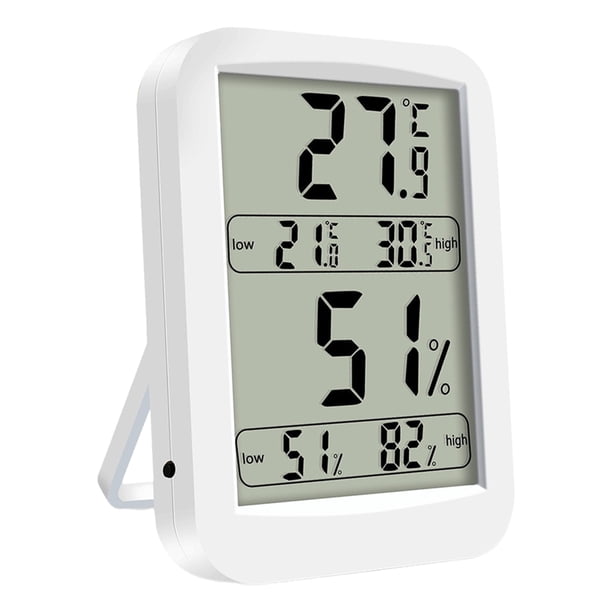 Higrotermógrafo de interior, higrómetro digital de alta precisión para habitaciones, termómetro con pantalla LED eléctrica, sin batería, color blanco