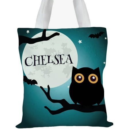 Custom Kids Happy Halloween Owl Tote Bag, Sizes 11