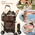 thumbnail image 3 of XunKA Double Decker Pet Stroller for Small & Medium Dogs/Cats, Detachable 2-in-1 Foldable Cat Stroller with Shock-Absorbing Wheels, Brown, 3 of 14