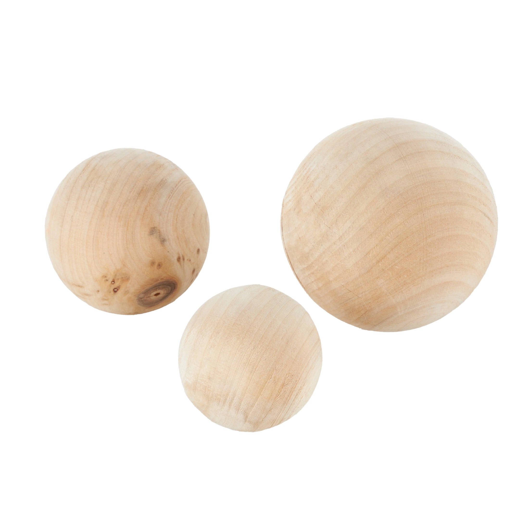 DecMode Light Brown 5" Handmade Wood Orbs & Vase Filler with Varying Sizes (3 Count)