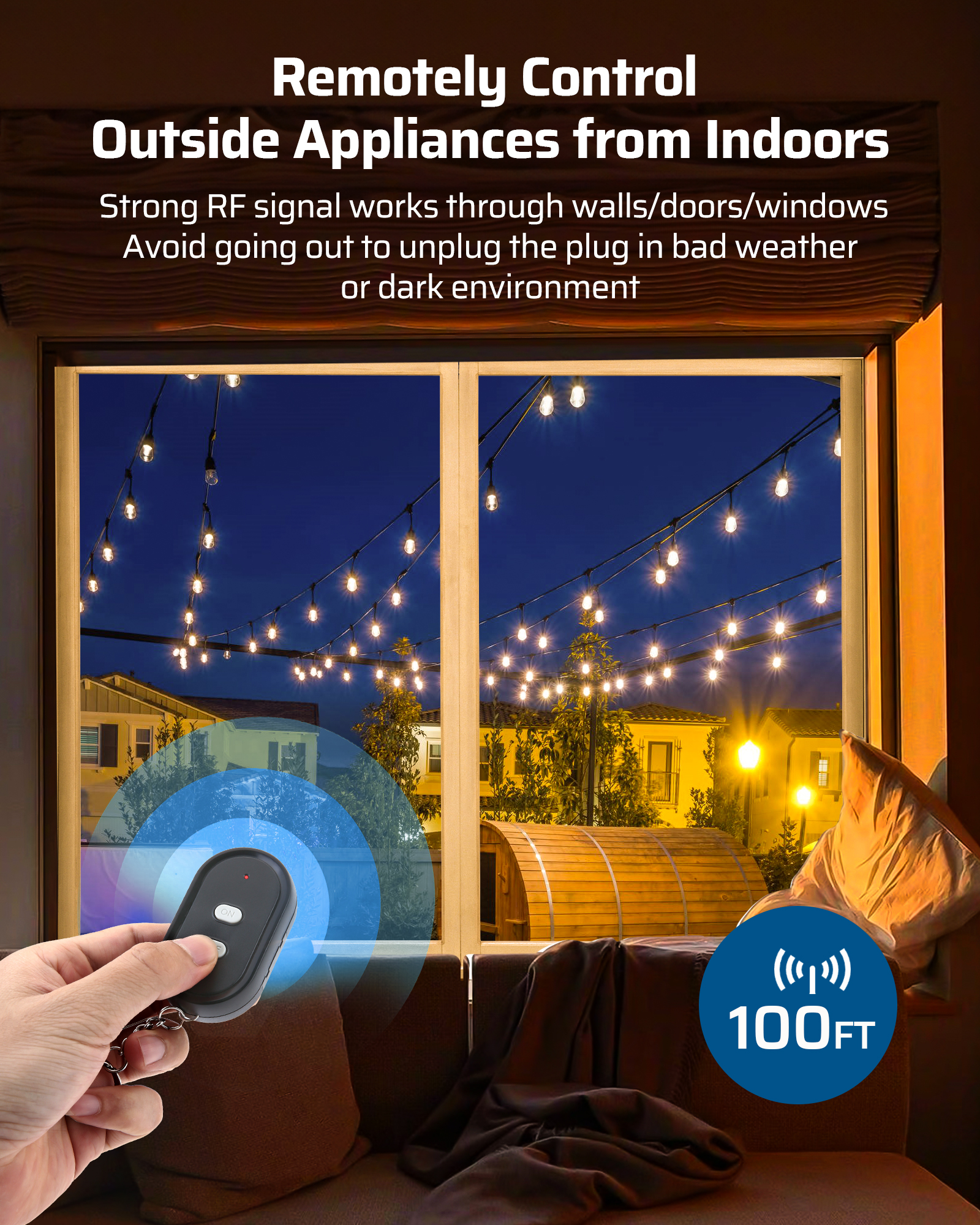 DEWENWILS Remote Control Outlet Set – 15 Amp Heavy Duty, 7 Outlets, 100ft Range