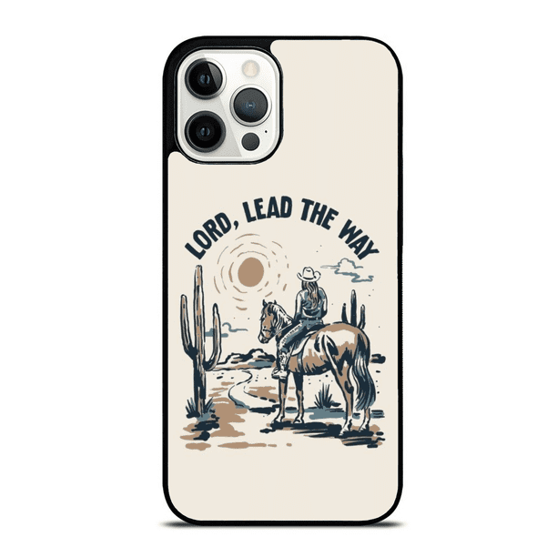 Funda "Señor, guía el camino" - "Equitación Western" - Compatible con iPhone 15, 14, 13, 12, 11, X, XS, XR, 8, 7, 6, 6s Plus, Mini Pro Max - Funda fina de TPU antideslizante y resistente a los golpes