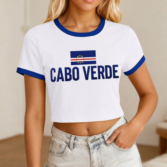 Women Tshirts Letter Print Short Sleeve Crewneck Cabo Verde Top Women Blouses White XL