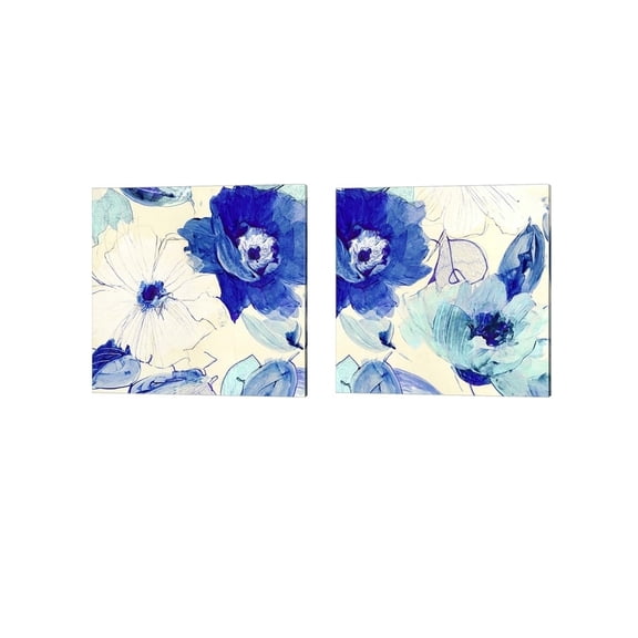 Metaverse Kelly Parr 'Toile Fleurs' Canvas Art (Set of 2)