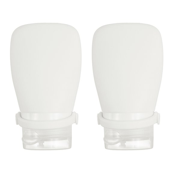 2 Pcs 2 oz Silicone Squeeze Bottle, Refillable Travel Bottles Leak Proof Containers for Toiletries, White