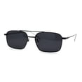 thumbnail image 3 of Mens Old School Double Bridge Narrow Rectangle Metal Rim Sunglasses All Black, 3 of 4