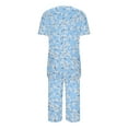 thumbnail image 3 of vigerkar Womens Pajama Sets Short Sleeve Top and Capri Pants 2 Piece Lounge Sets Summer Ladies Pjs Sets with Pockets Pj Loungewear Blue, L, 3 of 4