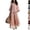 21# Pink, variant on Linen Two-piece Set for Women 3/4 Sleeve V Neck Top and Casual Wide Leg Pants Beach Vacation Cozy Outfits Camel S