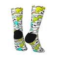 thumbnail image 3 of Goofa Funny Dinosaurs on Stripes Printed Men's Crew Socks, Soft Durable Breathable Moisture-Wicking with Odor Control Cotton socks, 3 of 9