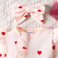 thumbnail image 5 of Ruyang Baby Girls Cute Ruffle Jumpsuit Plain Cotton Bodysuit Bowknot Headband Zipper Long Sleeve Fall Winter Outfit, 5 of 8
