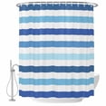 thumbnail image 2 of Ombre Blue White Striped Shower Curtains for Bathroom, Modern Minimalist Abstract Lines Washable Fabric Shower Curtain with Hooks Waterproof Bathroom Decor Sets, 54 x 78 Inches, 2 of 9