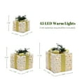 thumbnail image 2 of LuxenHome 3-Pc Lighted Snowflake Gift Box Set with Gold Ribbon, White Fabric Outdoor Holiday Decor, 2 of 10