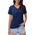 thumbnail image 1 of Camiseta MAGCOMSEN para mujer, cuello en V, secado rápido, para correr, azul L, 1 of 7