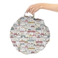 thumbnail image 2 of Amsterdam Round Floor Cushion with Handle, Town Apartment Buildings Tourism Cityscape Houses Doodle, Decorative Pillow for Living Room & Dorms, 18" Round, Cadet Blue Dried Rose, by Ambesonne, 2 of 4
