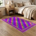 thumbnail image 2 of ODIKA 5'x7' Washable Area Rug Stripe Clusters Polka Dot Border Ombre Gradient Watercolor Large Pink Refined for Dining Room, Under Table, Home Office, Non-Slip Chair-Friendly, 2 of 7