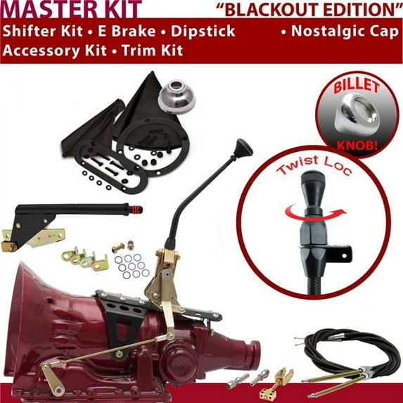 American Shifter C4 Shifter Kit Black 10 in. E Brake Cable Trim Kit Dipstick for EEBA8