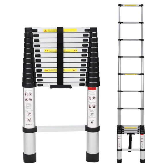 Échelle Télescopique de 12,5 15,5 20,5 Pi en Aluminium, Échelle d'Extension Légère et Portable de 330 Lb avec Verrou Sécurisé, Antidérapante, Pliable et Rétractable pour Maison, VR, Grenier, Extérieur