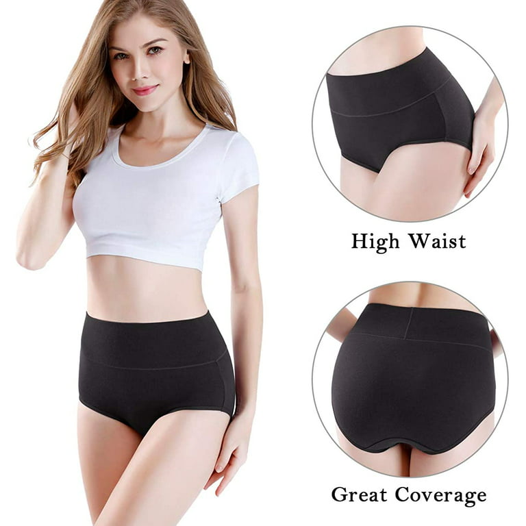 Women's Cotton Underwear Full Coverage Mid-high Waisted Stretch Briefs Soft  Comfy Ladies Panties Multipack 