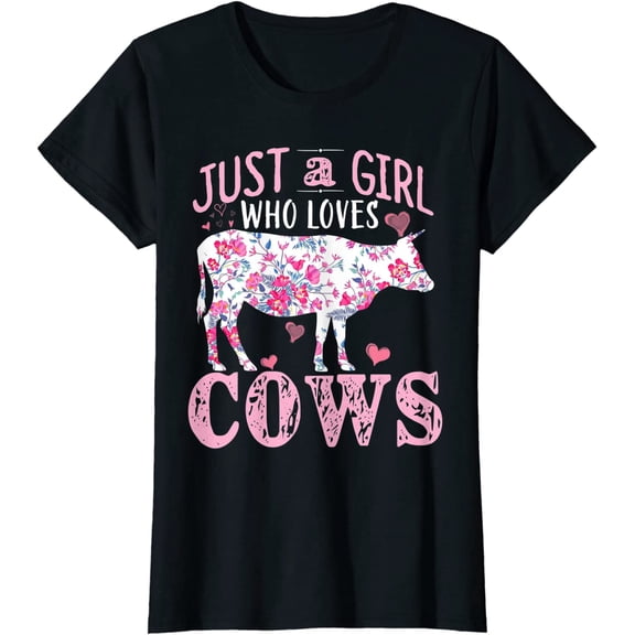 Just a Girl who Loves Cows Tshirt Gift Farmer Girl Barn Cow T-Shirt