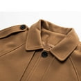 thumbnail image 3 of Long Woolen Coat Men, Single Breasted Casual Lapel Belted Trench Pea Coat Mid-length Jacket Overcoat wih Pockets (XL, Khaki), 3 of 6