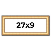 27x9 Frame Gold Plein Aire Solid Wood Picture Frame Width 2 Inches | Interior Frame Depth 0.5