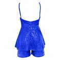 thumbnail image 5 of Elegant Festival Style Layered Deep Back Jumpsuit Dress for Women, Sleeveless Sequin Midi Romper with Wrap V Neck, Spaghetti Straps, and Ruffle Hem â for Party, Club, and Events, 5 of 7