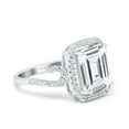 thumbnail image 2 of Simulated Cubic Zirconia Size-5 Halo Radiant Cut Wedding Engagement Ring 925 Sterling Silver, 2 of 7