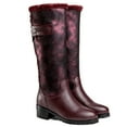 thumbnail image 5 of Ferwind Women's Shearling Winter Boots Slouch Suede Shaft Knee-High Adult Burgundy 12, 5 of 9