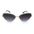 thumbnail image 2 of Womens Floral Petal Bevel Edge Rimless Cat Eye Sunglasses Gold Smoke, 2 of 4